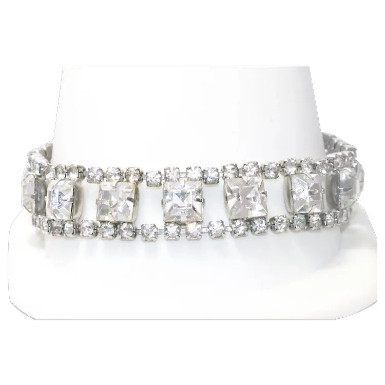 Vintage Costume Rhinestone Link Bracelet