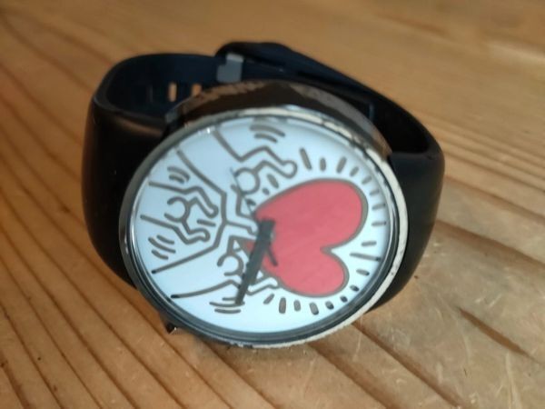 Keith Haring o.d.m DD134-11 Analog Watch Rubber Belt Black USED from JAPAN