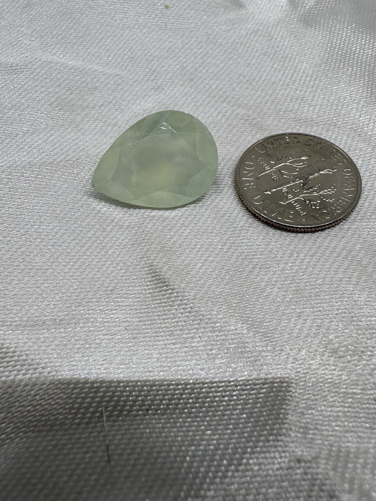 Faceted Pear Shaped 10.6 Carats Natural Prehnite Gemstone Loose
