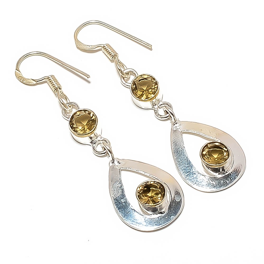 Smoky Quartz Gemstone 925 Silver Plated Earring 2.15″ TE7507-364