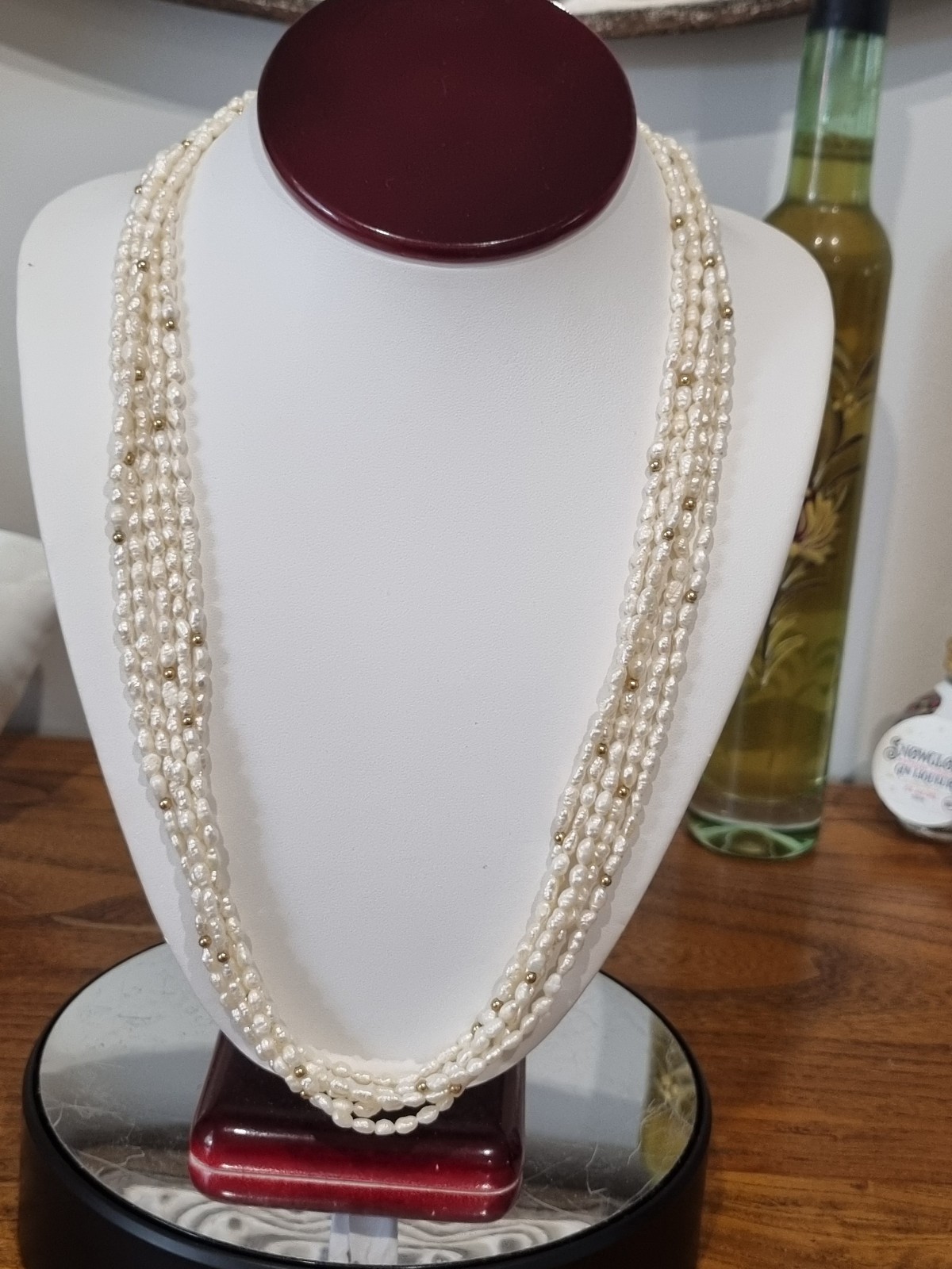 Vintage c1980s 14k Gold Cultured Pearl gold bead Torsade Necklace See video