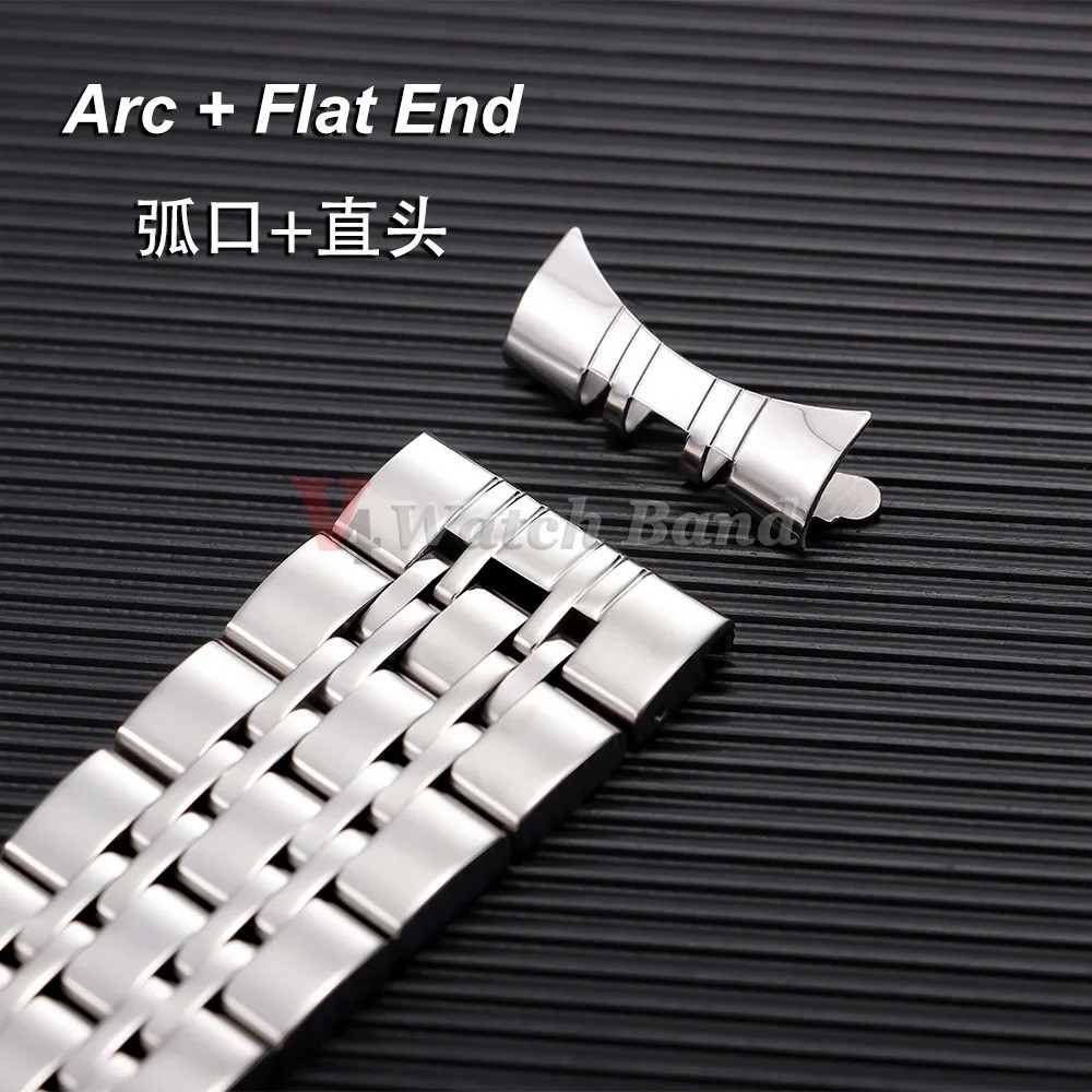 Curved End Watch Strap Bracelet Stainless Steel Band Metal Wristband Universal