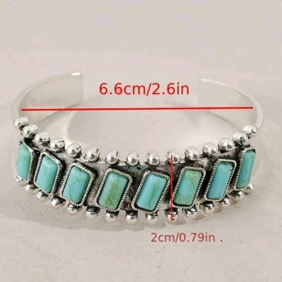 Boho 925 Sterling Silver Vintage Turquoise Tibetan Tibet Bracelet Bangle Cuff