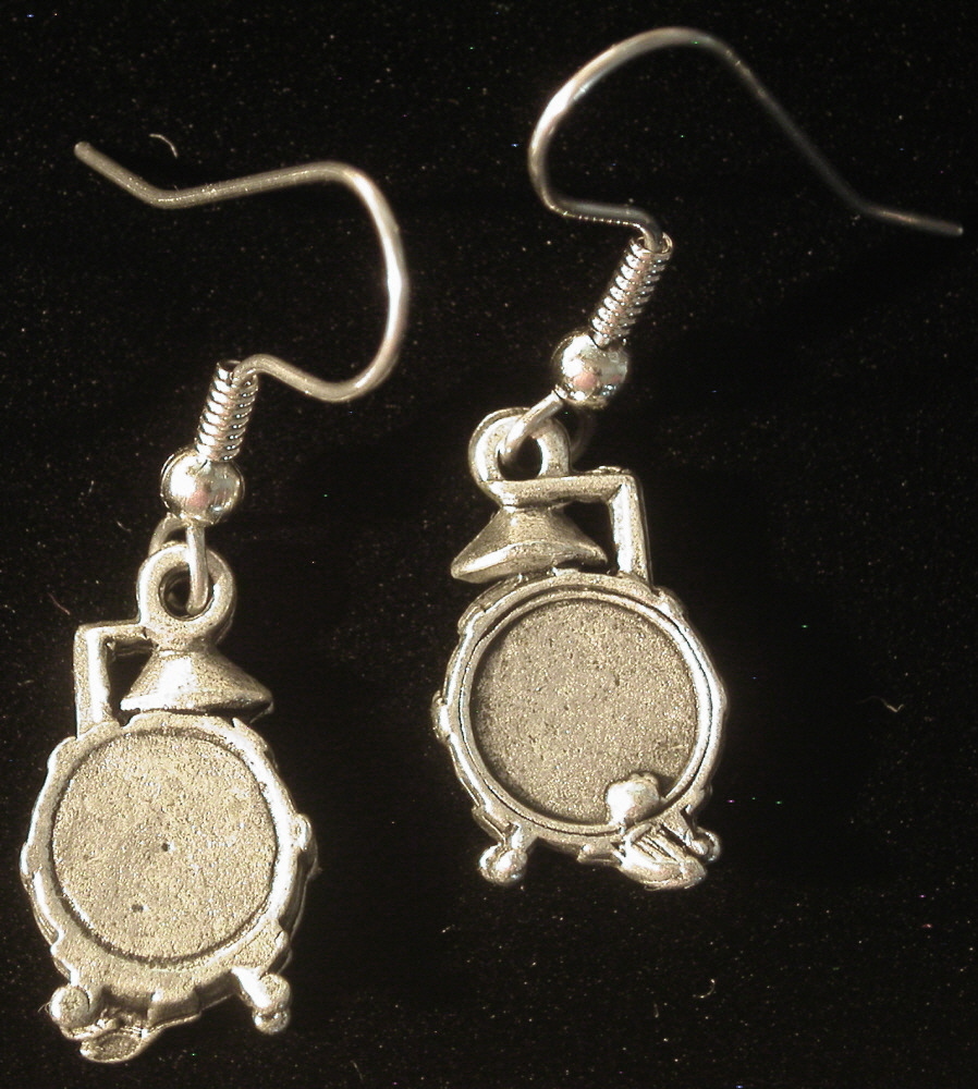 Drummer Drums Earrings Matte Silver Ox Drum Set Band