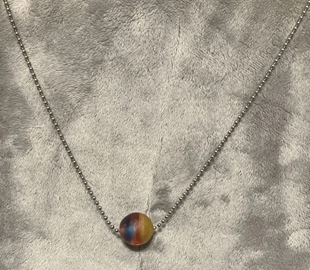 Gold Glitter, Reds, Purples, And Blues Orb Necklace, 23 Chain, MiaChavi Geekery