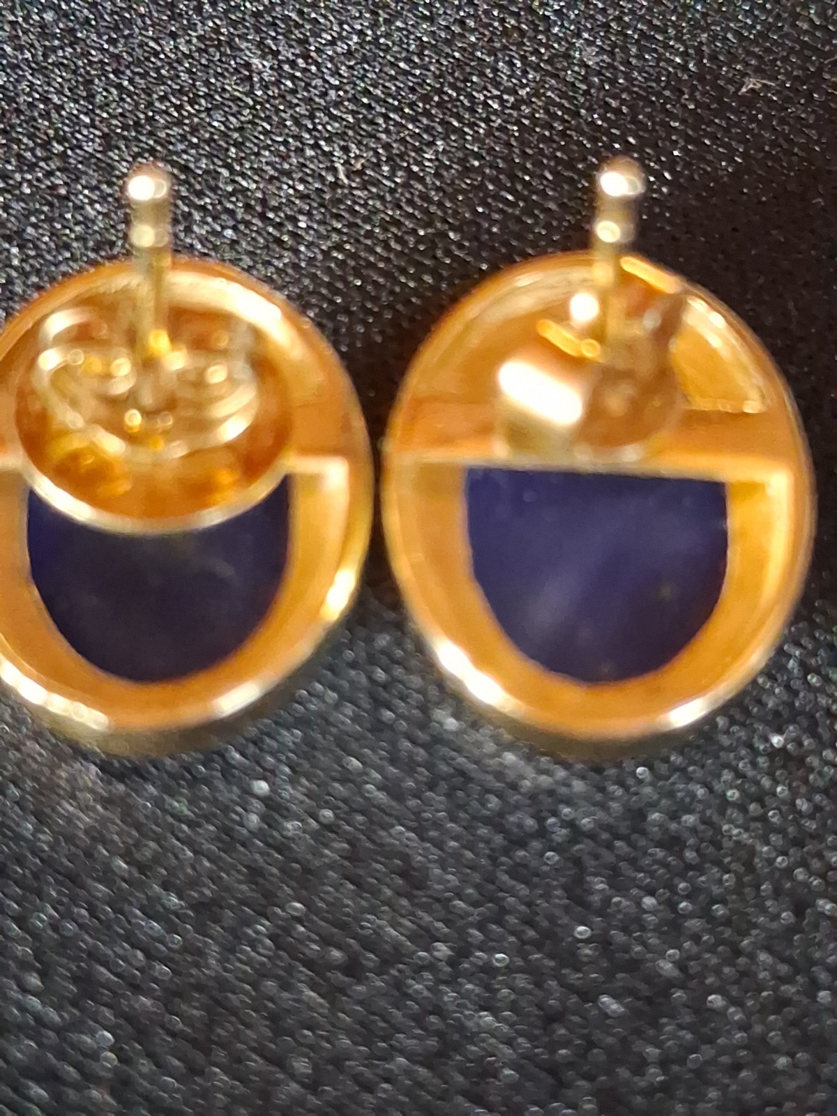 Lapis Lazuli Gold 585 Stud Earrings – Royal Blue AAA – Vintage ~60s