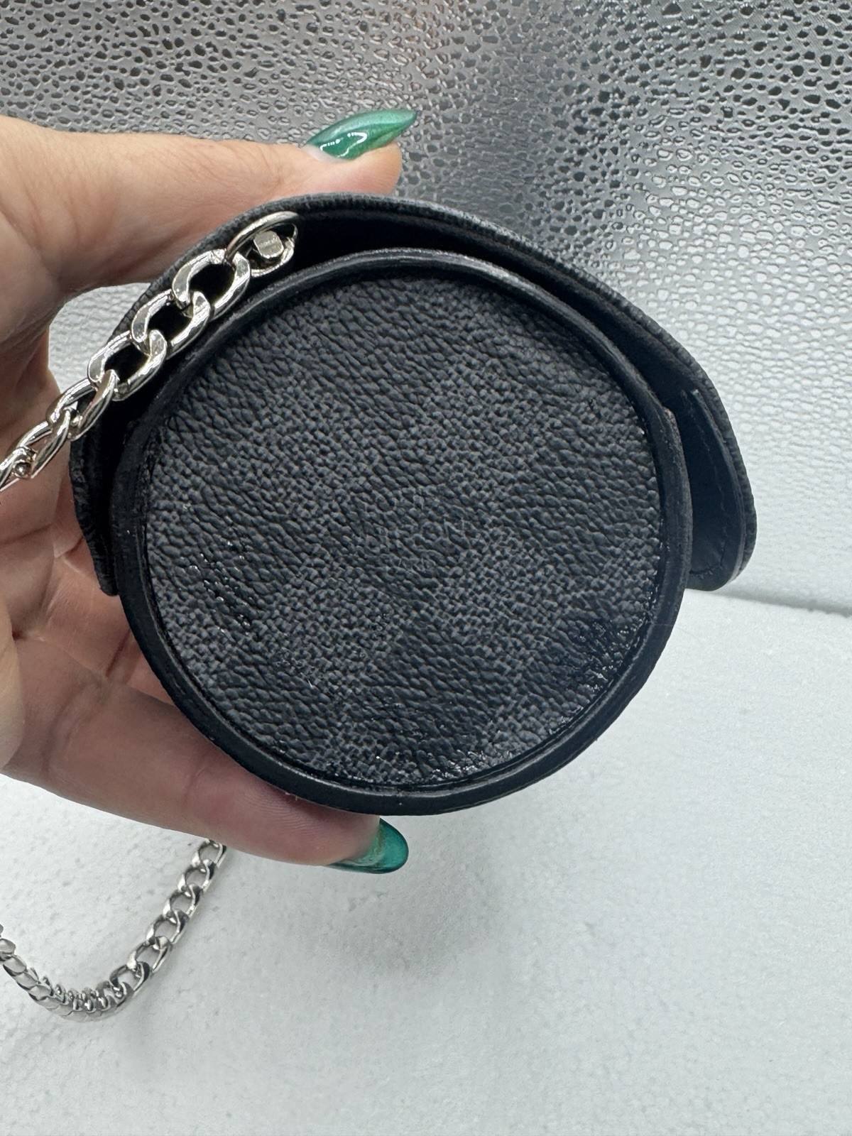 Louis Vuitton Leather Travel Pouch Black Gray Checkered Graphite