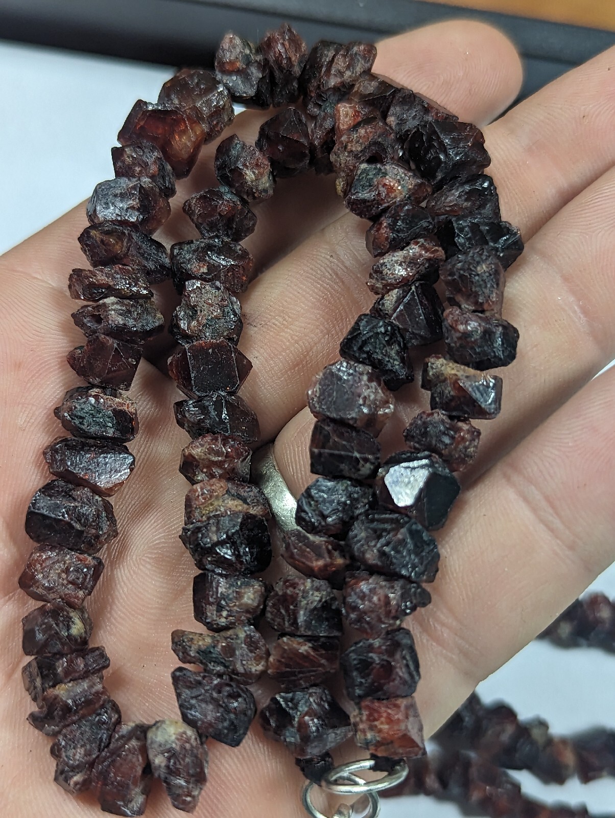 Beautiful Natural Red Zircon Crystal Necklace Gemstone Strand RARE