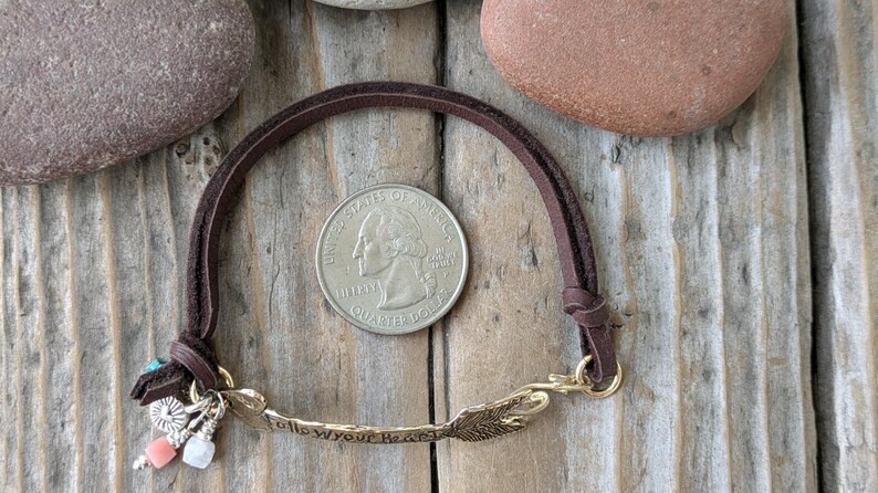 GOLD BRONZE ARROW FOLLOW YOUR HEART BRACELET, ARTISAN HEART THEME JEWELRY
