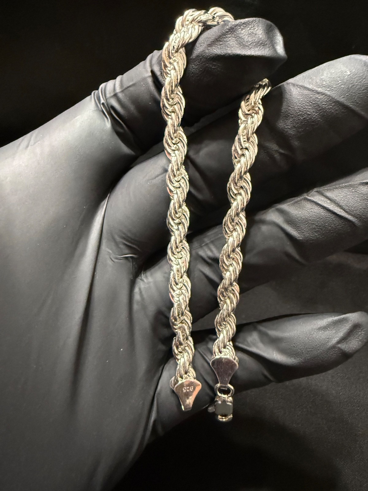 silver filled rope bracelet 9 inch 5mm lobster clasp