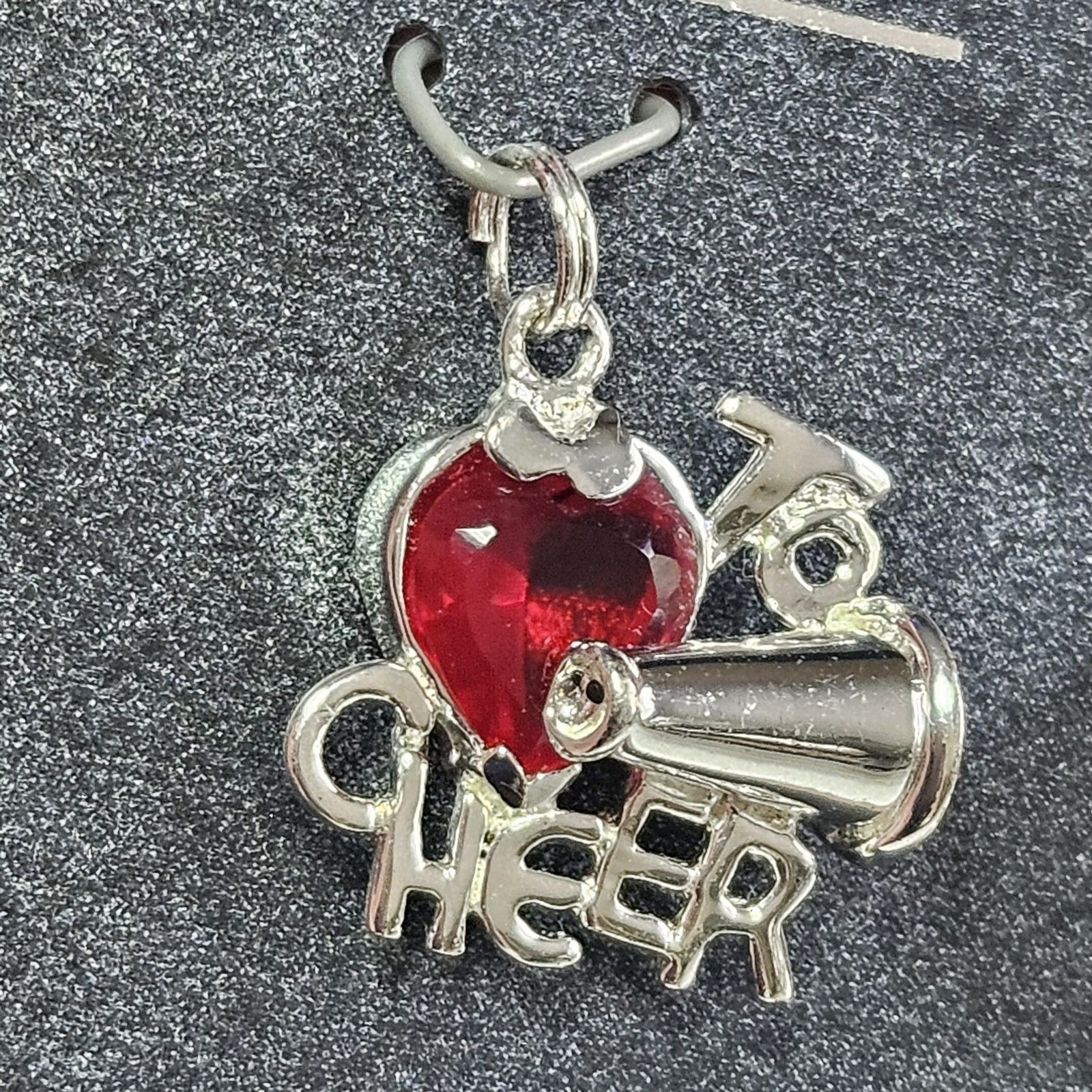 JCF Red Rhinestone Heart Cheer Charm Sterling Silver Nwt Cheerleading