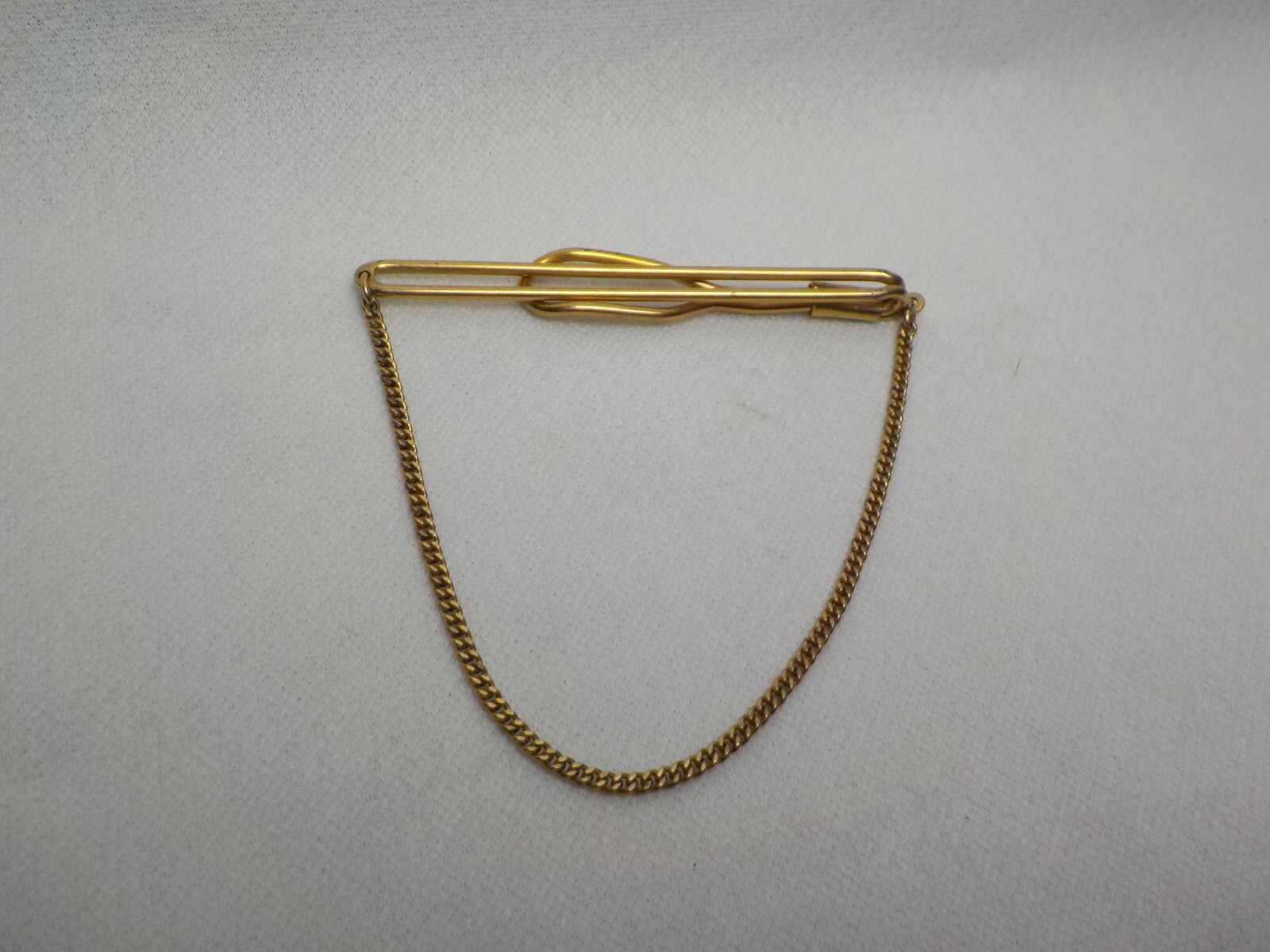 VINTAGE SWANK 1OK RGP TIE BAR WITH CHAIN