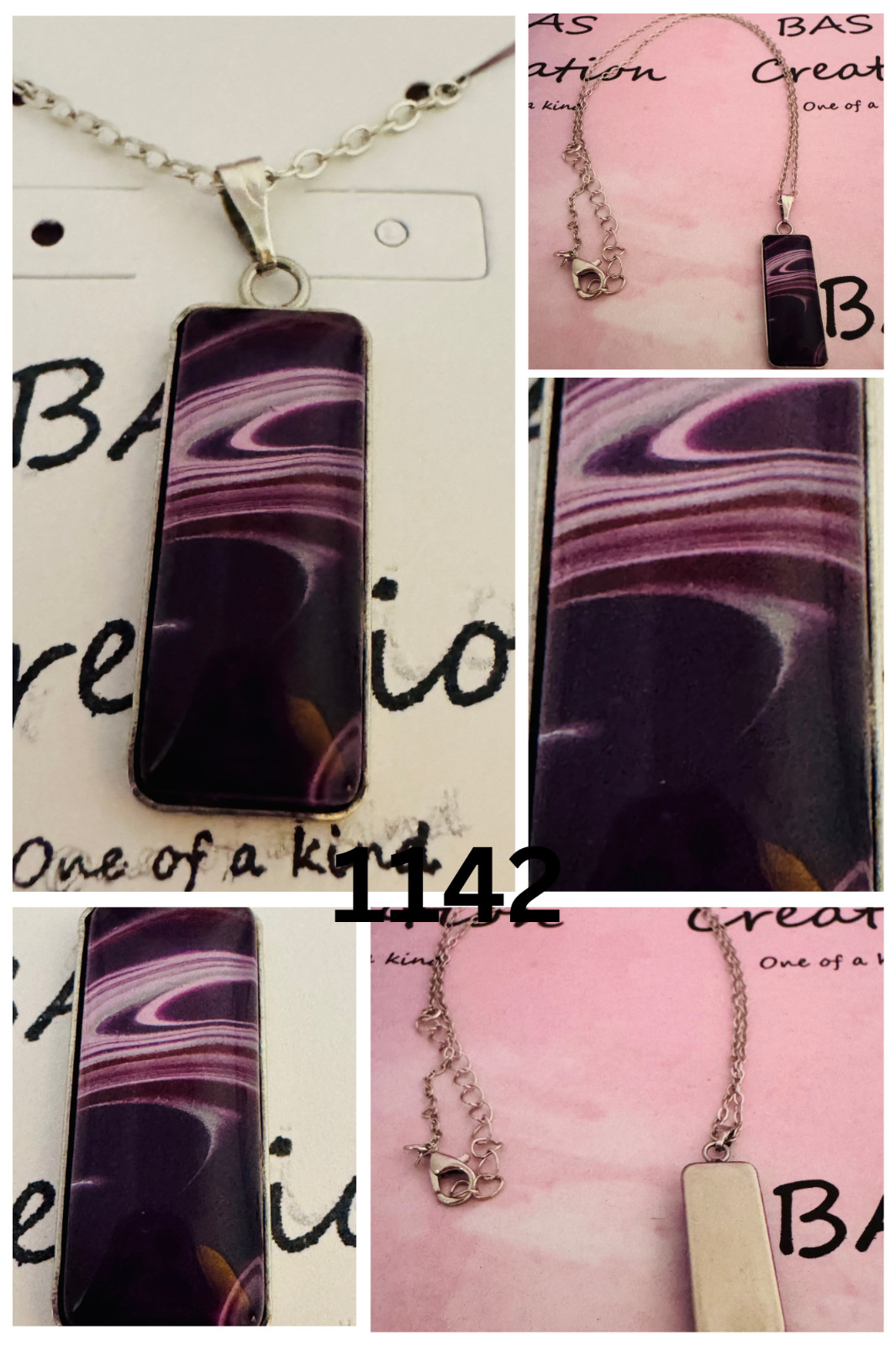 Rectangle Cabochon Pendant One of a kind Hand-Painted by a local Ozark Artist-Me