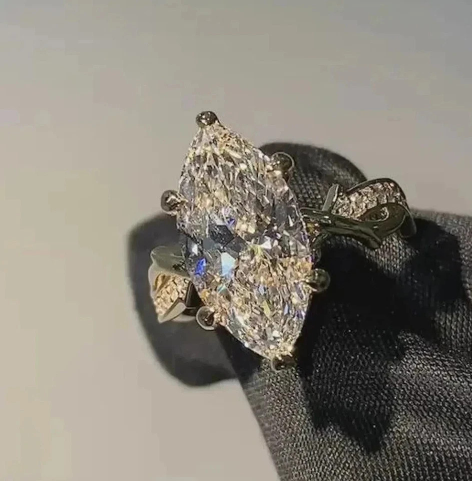 4.30Ct IGI EF-VS1 Marquise Lab Grown Diamond Women Wedding Ring 14k Yellow Gold