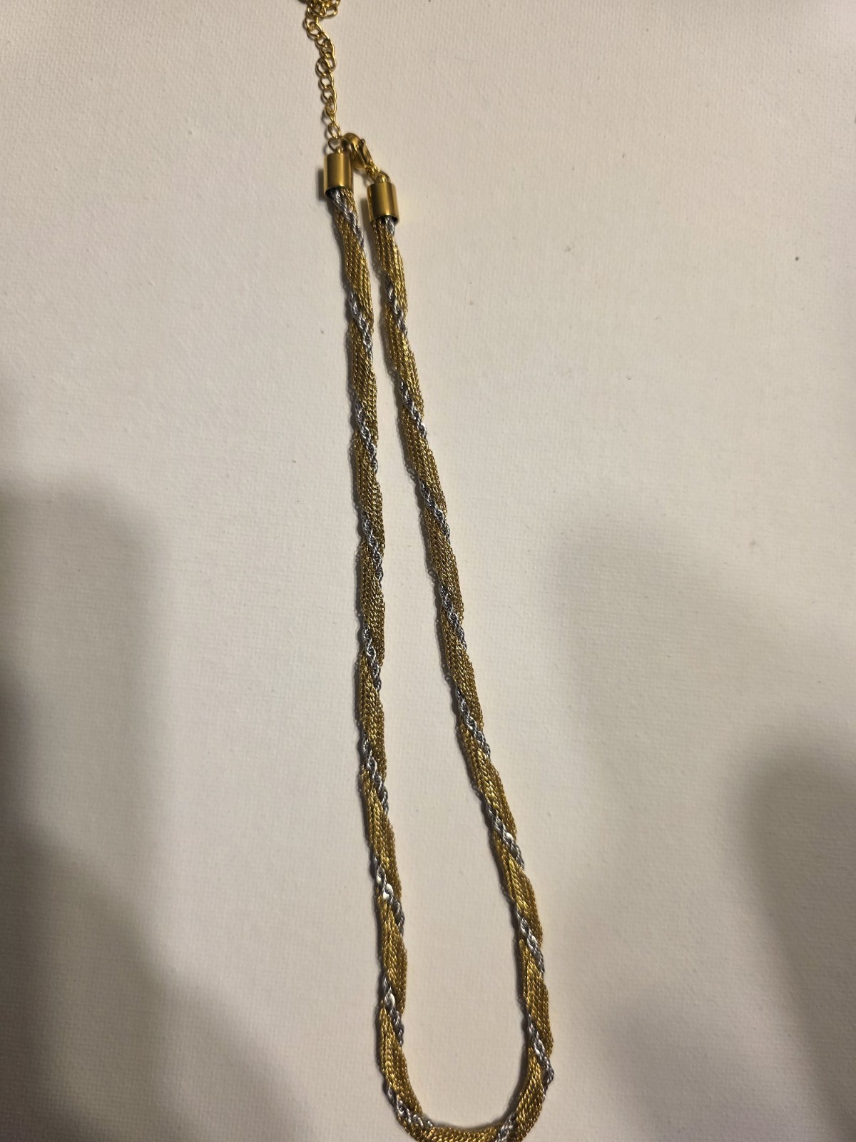 Gold & Silver Tone Metal Rope Chain Necklace, Lobster Clasp, No Stone