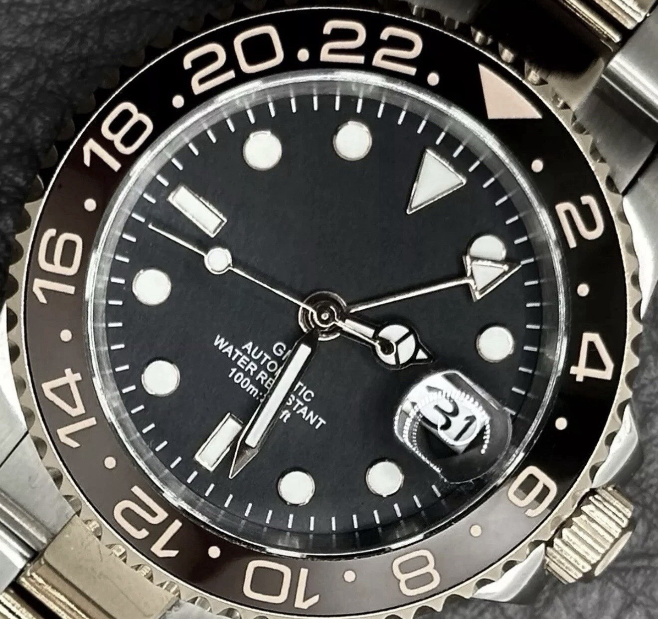Custom 40mm “Root Beer” GMT Style Mod Watch Two Tone Rose Gold NH34 Automatic