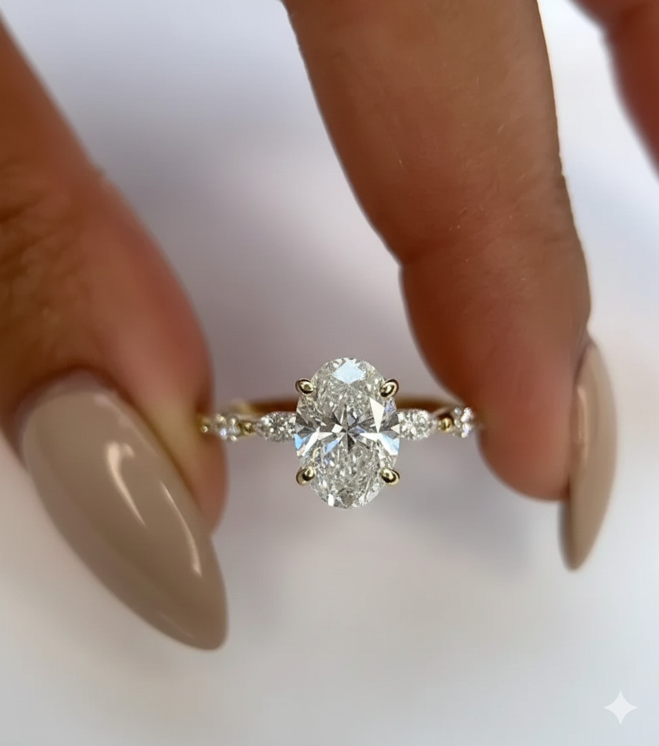 IGI Certified 1.80 Ct Diamond Ring Oval Cut 14k Yellow Gold Lab Grown VVS E F
