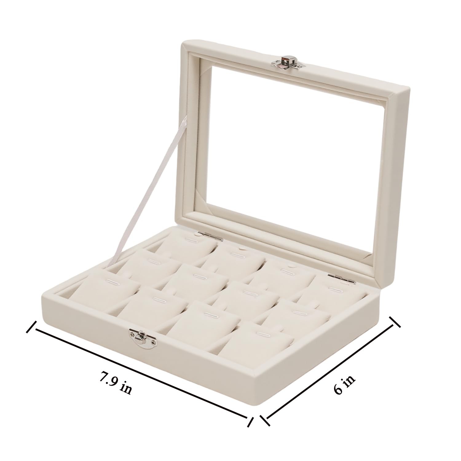 Jewelry Necklace Organizer Tray, Beige Necklace Display Case for Storage Jewe…