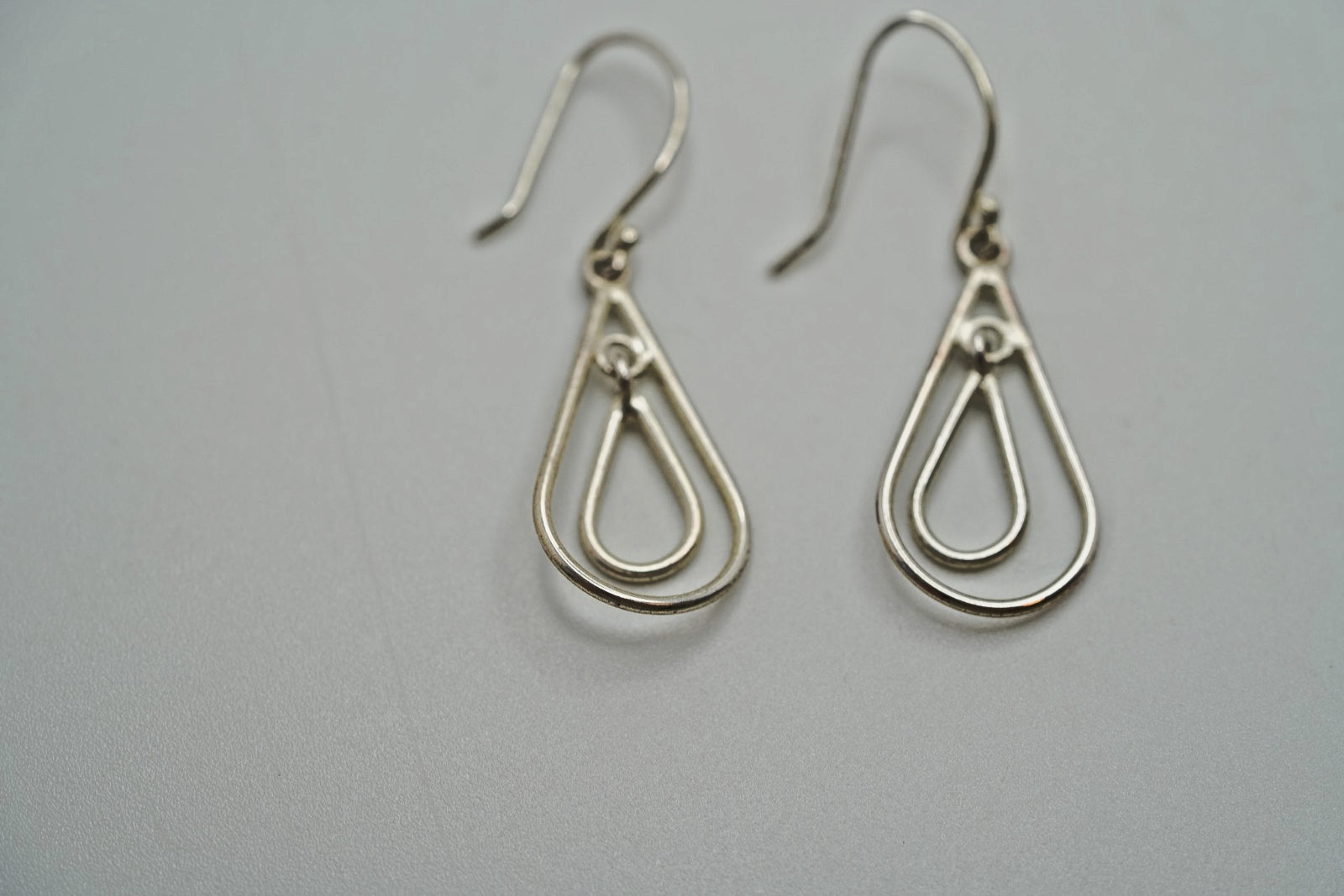 Vintage Simple Sterling Silver Dangle Tead Drop Earrings 3.6cm JB35