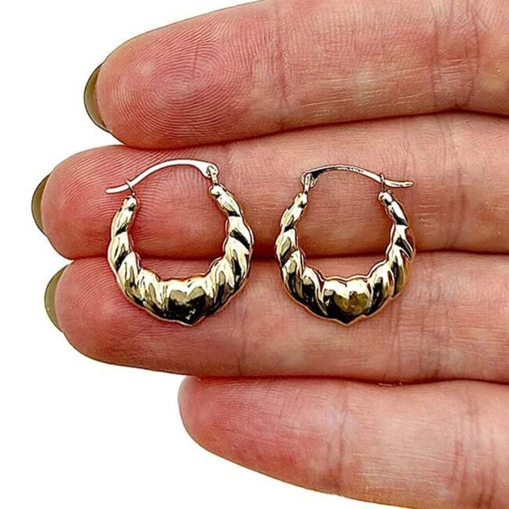 14K Real Gold Love Heart Hoop Earrings 20mm