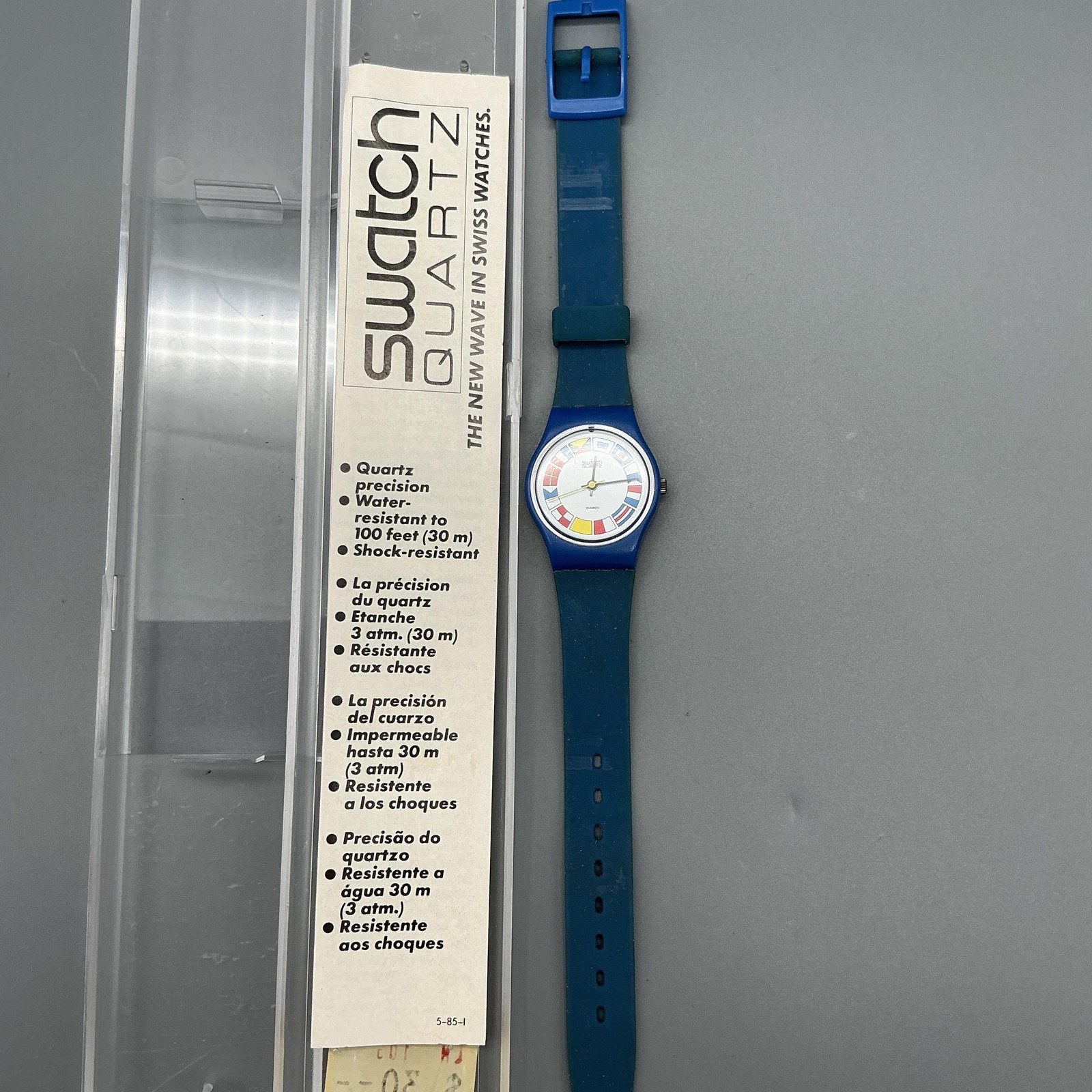 Vintage 12 Flags Swatch Womens Watch 25mm Nautical Flags Blue New Battery