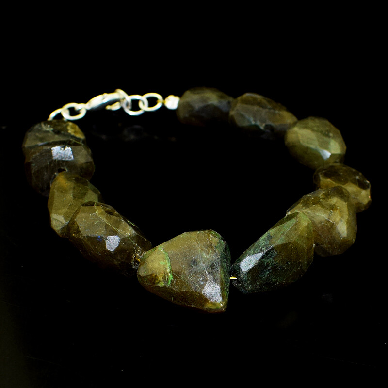 248.00 Cts Natural 7 Inches long Labradorite Faceted Beads Bracelet NK 85E103