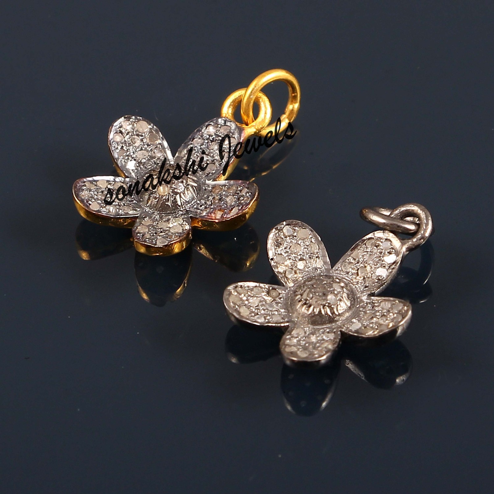 Handmade Rose Cut Diamond Pendant Necklace: 925 Sterling Silver Pendant