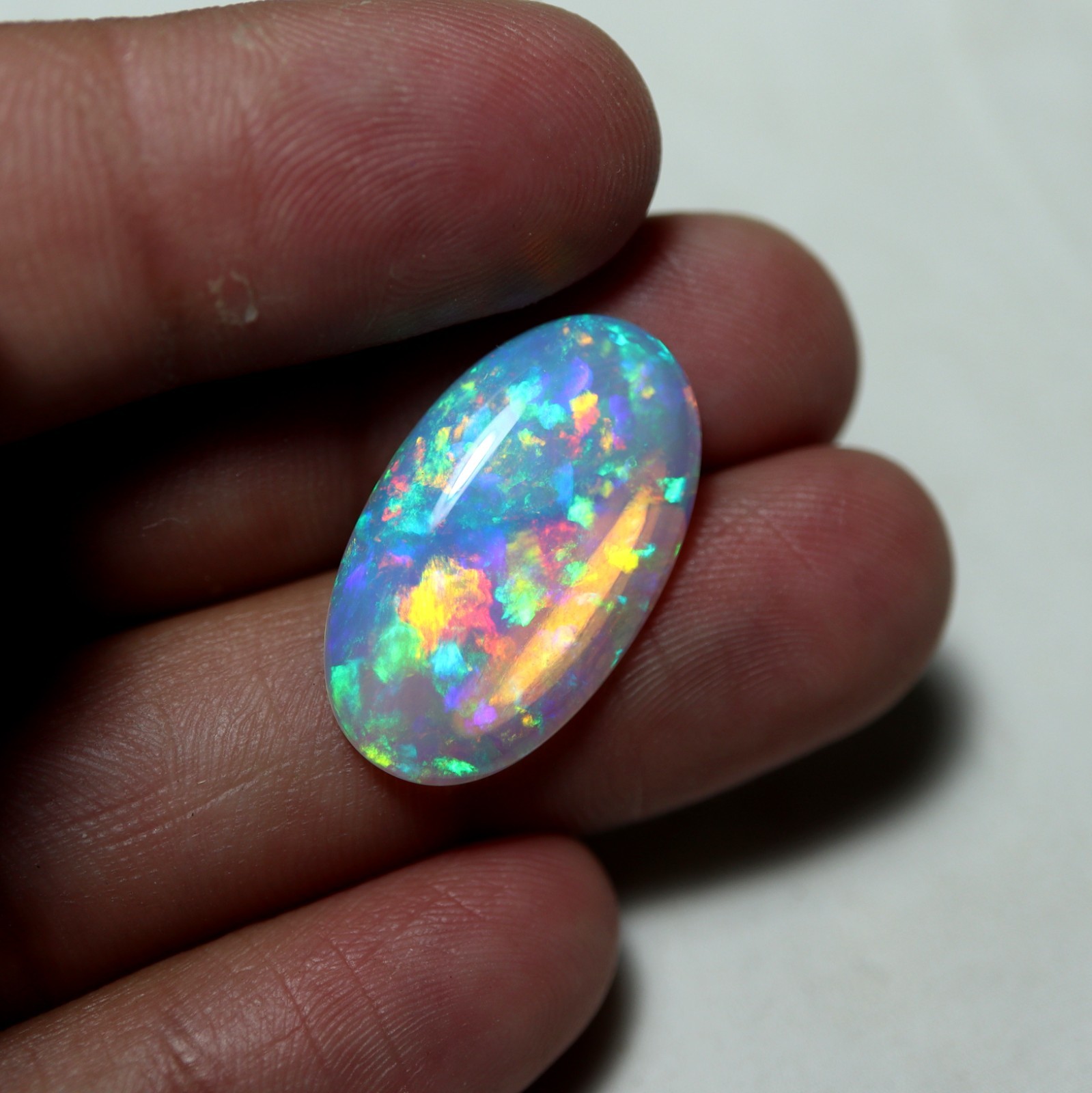 9.2Cts Natural AAA Rainbow Fire Welo Ethiopian Opal Oval Cabochon 24.7×14.5 MM