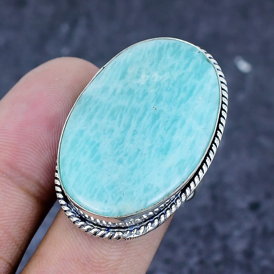 Amazonite Gemstone 925 Sterling Silver Jewelry Ring Size 8 Gift for Her z267