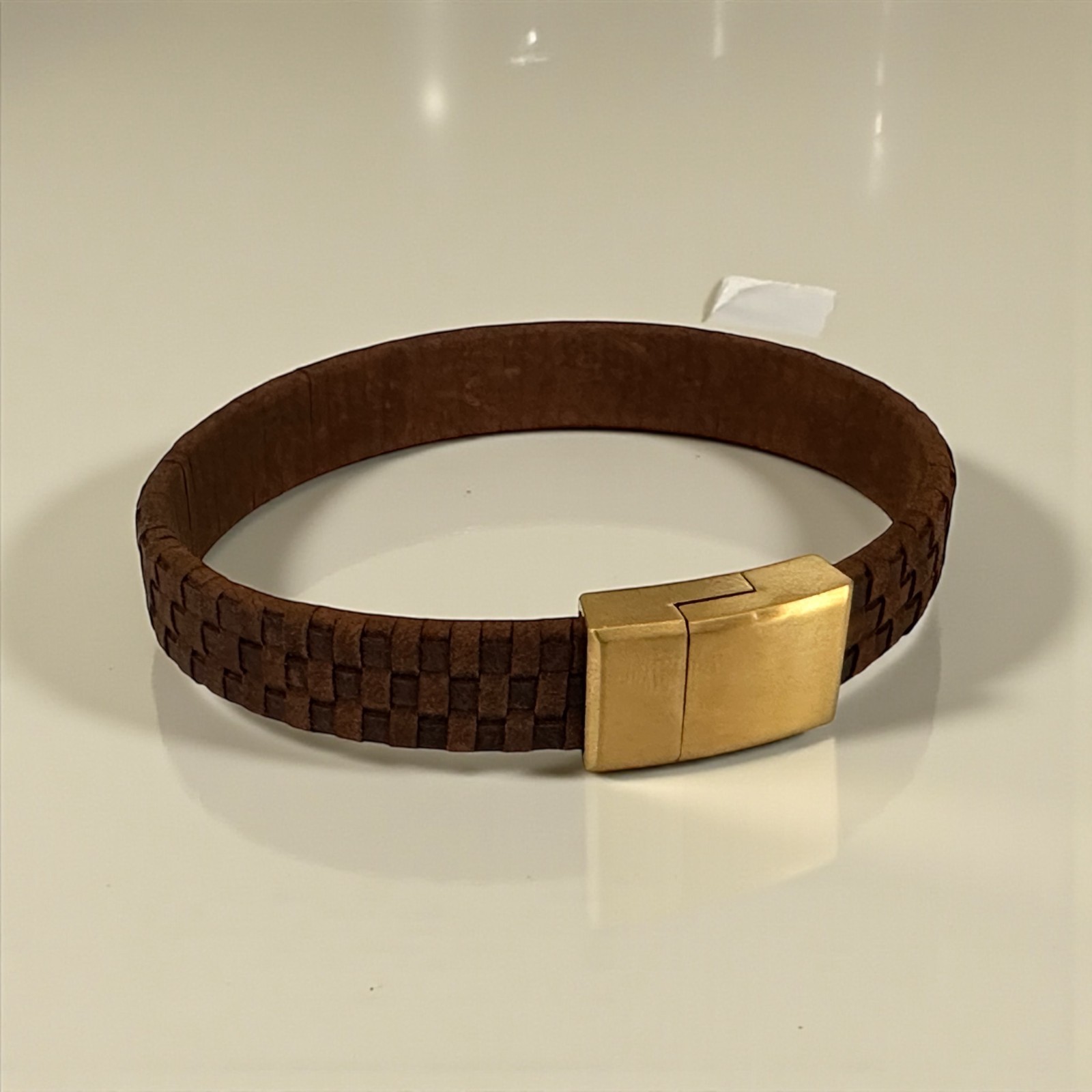 Men’s Genuine Leather Bracelet Braided 21cm with Magnetic Clasp – Black or Brown