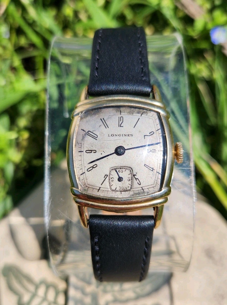 Vtg 1942 Longines Robert Burns Men’s 25mm Tank Watch 10L Mechanical 10KGF 17J!!!