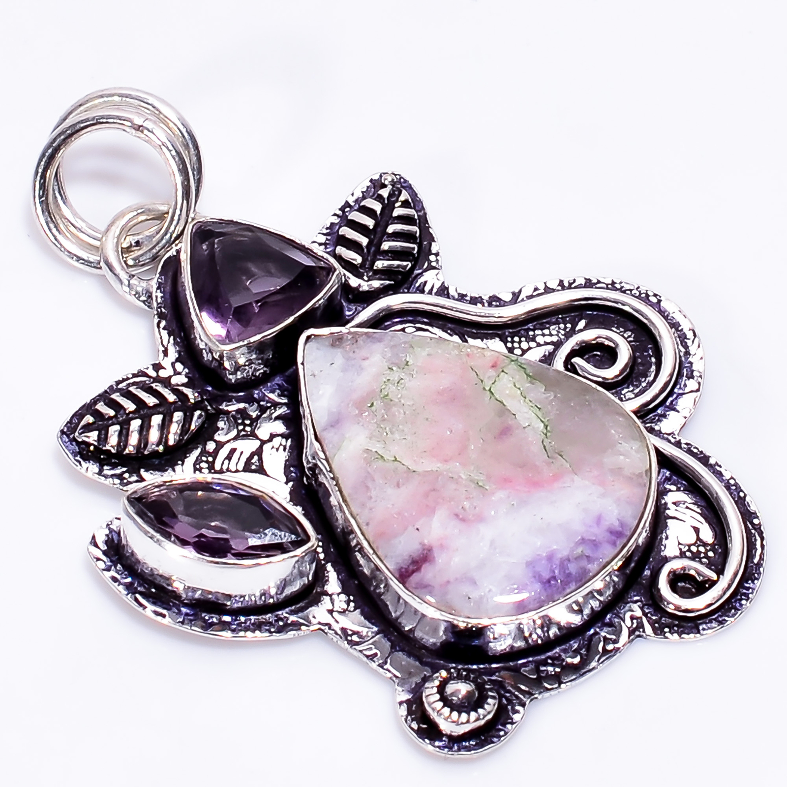 Purple Lepidolite Amethyst Fashion 925 Sterling Silver Pendant 1.8″ ARP-2359