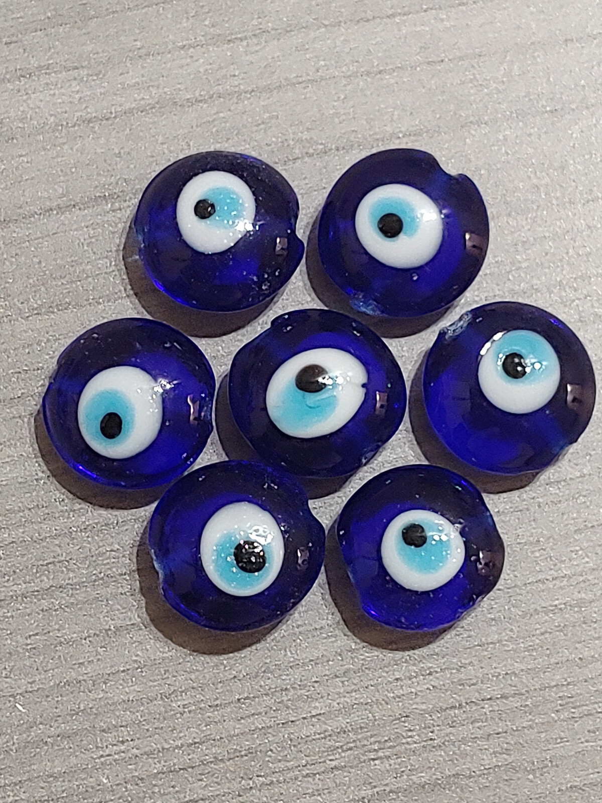 10PC Evil Eye Handmade Lampwork Glass Oval Round Loose Beads Dark Blue 15mmx9mm