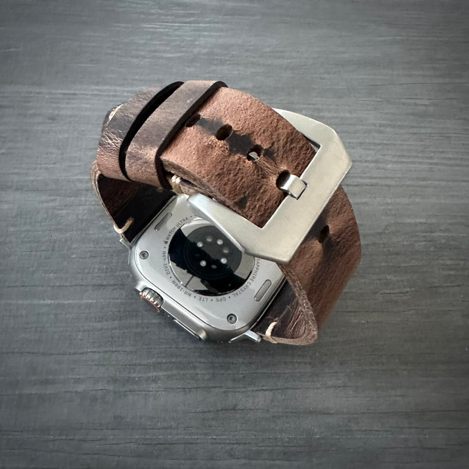 Thick Rustic Brown Leather Watch Strap Band For NEW Apple Watch ULTRA 1 2 49mm