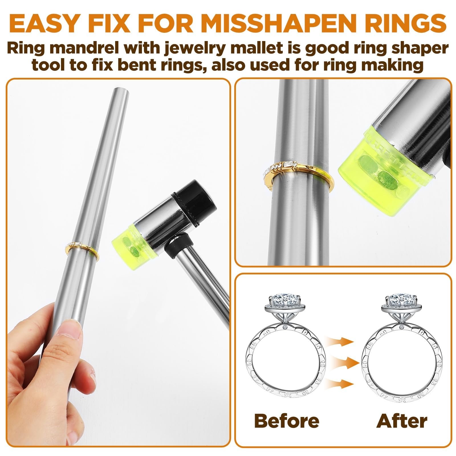 12 Pcs Ring Sizing Repair Kit – Metal Mandrel Tool for Bent Rings Reshaping