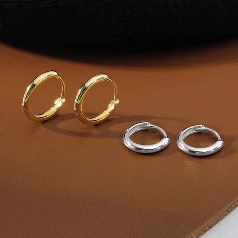 Surgical Steel Small Round Huggie Hoop Earrings Trendy Jewelry Gift For Her/Him