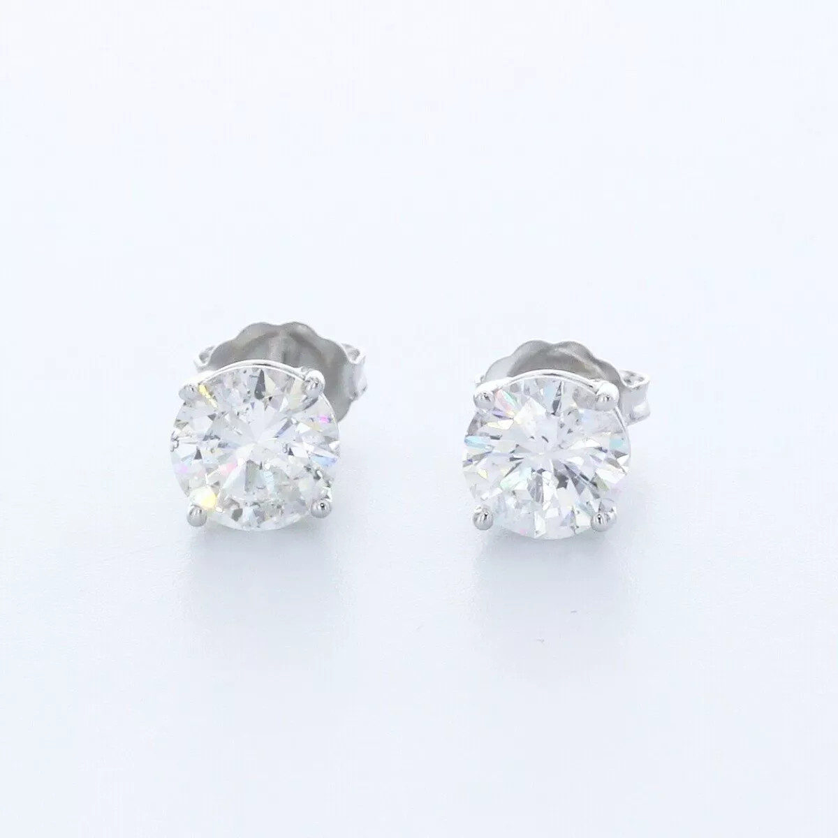 Stud Earrings Classic Solid 14K White Gold 2.55 CT Round Natural Diamond H SI2
