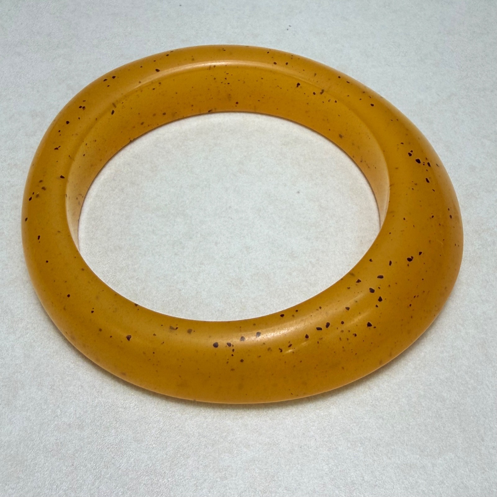 Vintage Asymmetrical Style Mustard Lucite Bangle Bracelet 8.25 In
