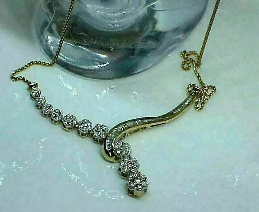 2Ct Baguette Cut Diamond Women’s Floral Pendant 14k Yellow Gold Over Free Chain