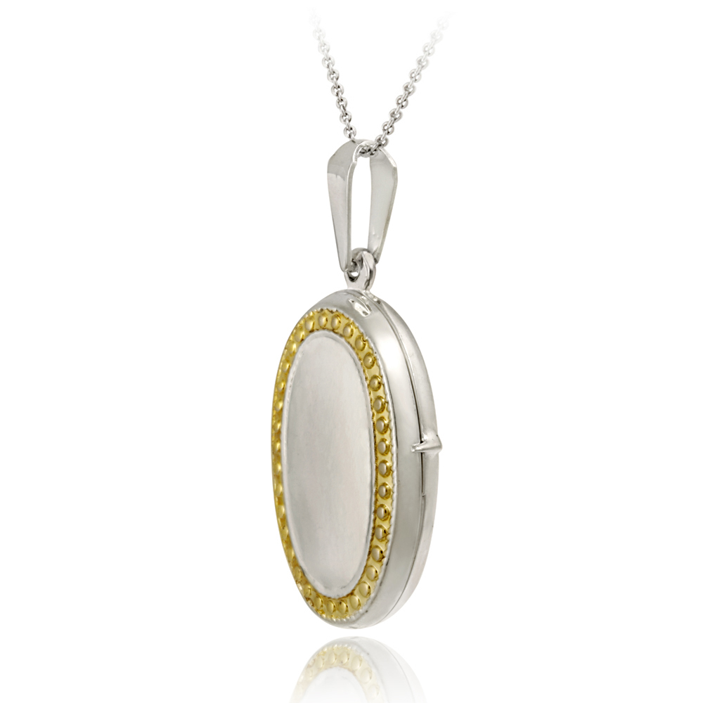 Sterling Silver Two-Tone Oval Locket Pendant