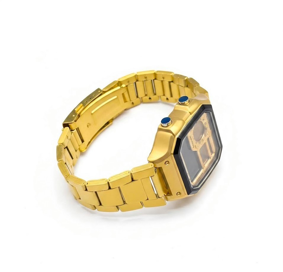 CASIO AE-1200WHD. Royale Watch Mod. All Stainless Steel Gold. Negative Display