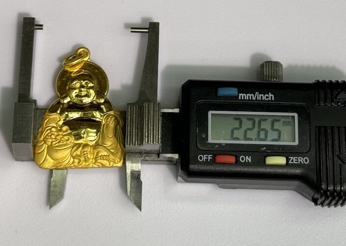 24K Solid Yellow Gold 3D Happy Lucky Buddha Charm/ Pendant, 13.11 Grams