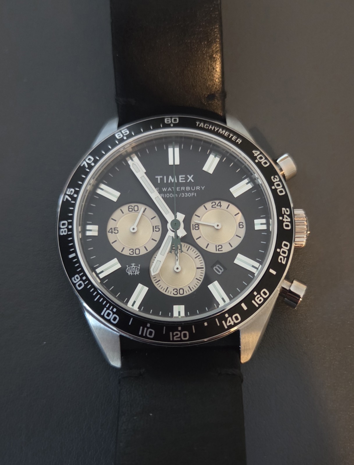 Timex Gents Waterbury Chronograph 41mm Black Dial, Tachymeter Bezel, Quartz