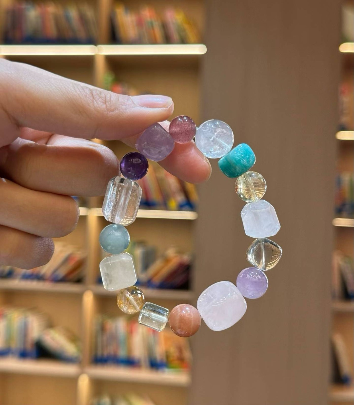 9-13mm Natural Multi-gemstone Crystal Amethyst and citrine Handmade Bracelet