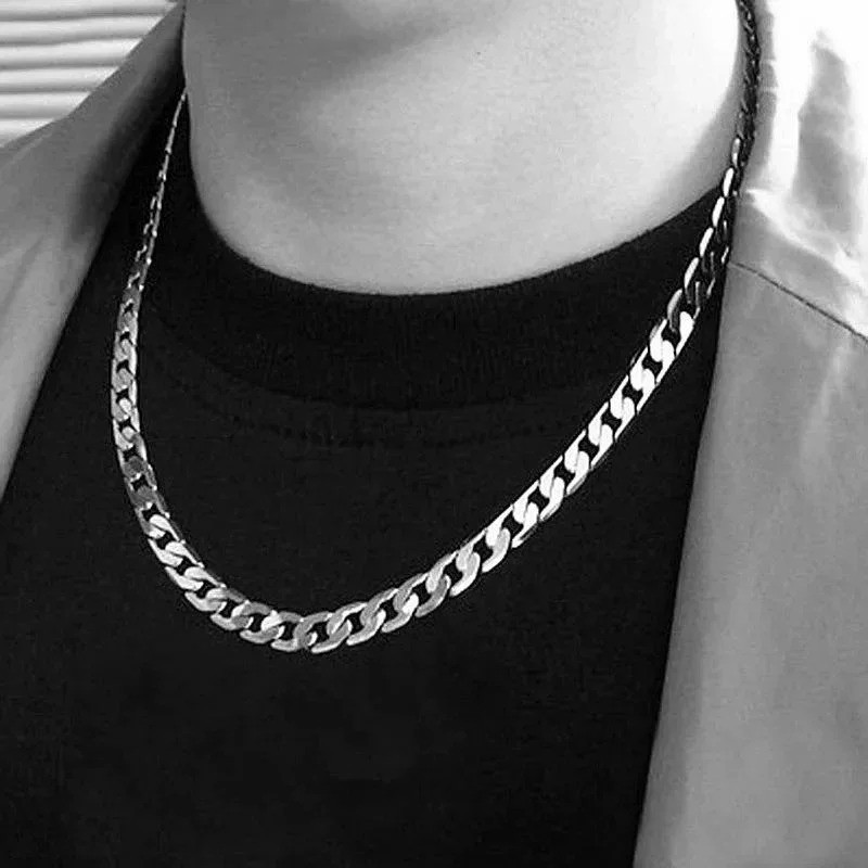 Collar de Plata de Ley 925 para Hombre Cadena Clásica de 8MM y 20/24 pulgadas