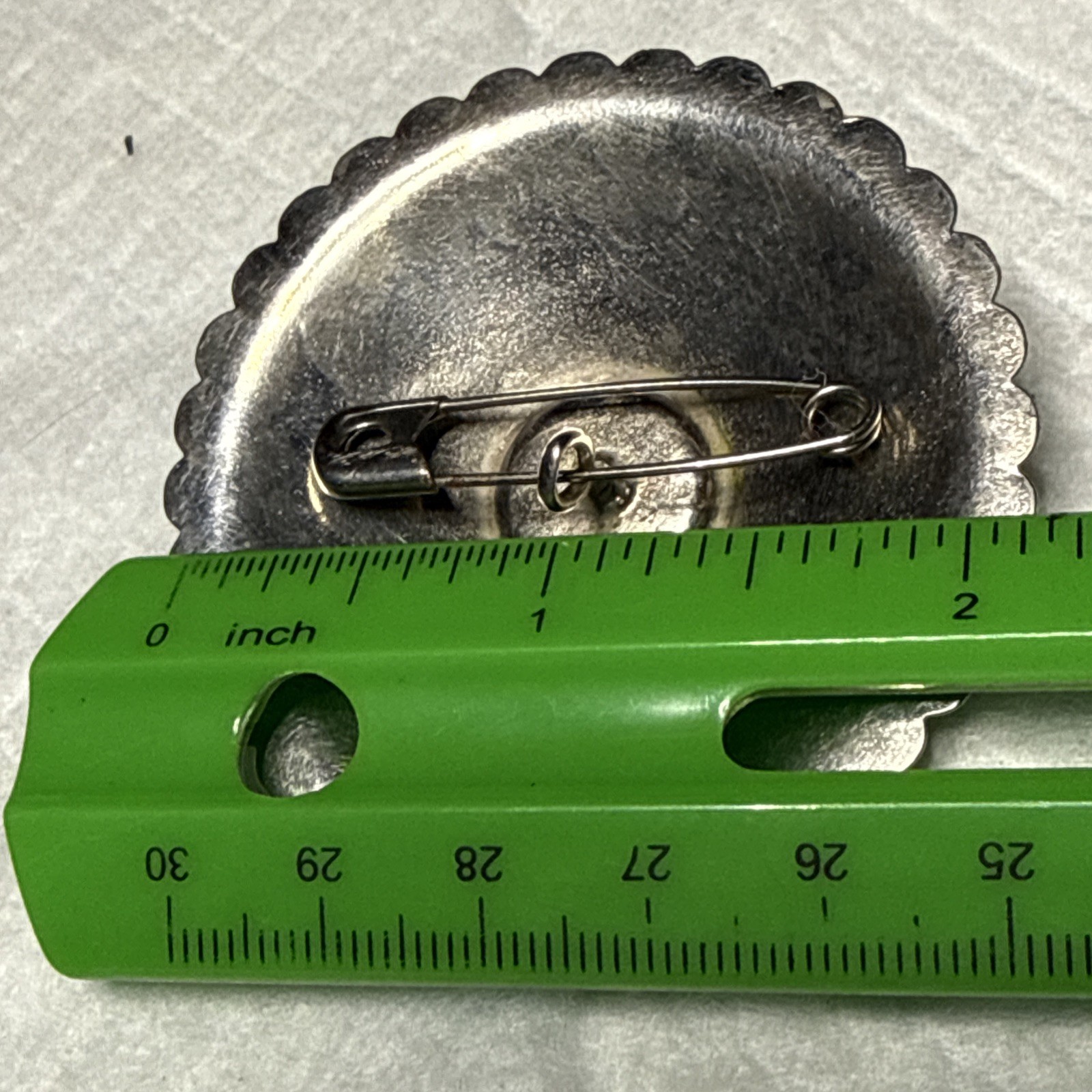 Vtg Bell Trading Company Turquoise Nickle Silver Southwest Concho Button Pin