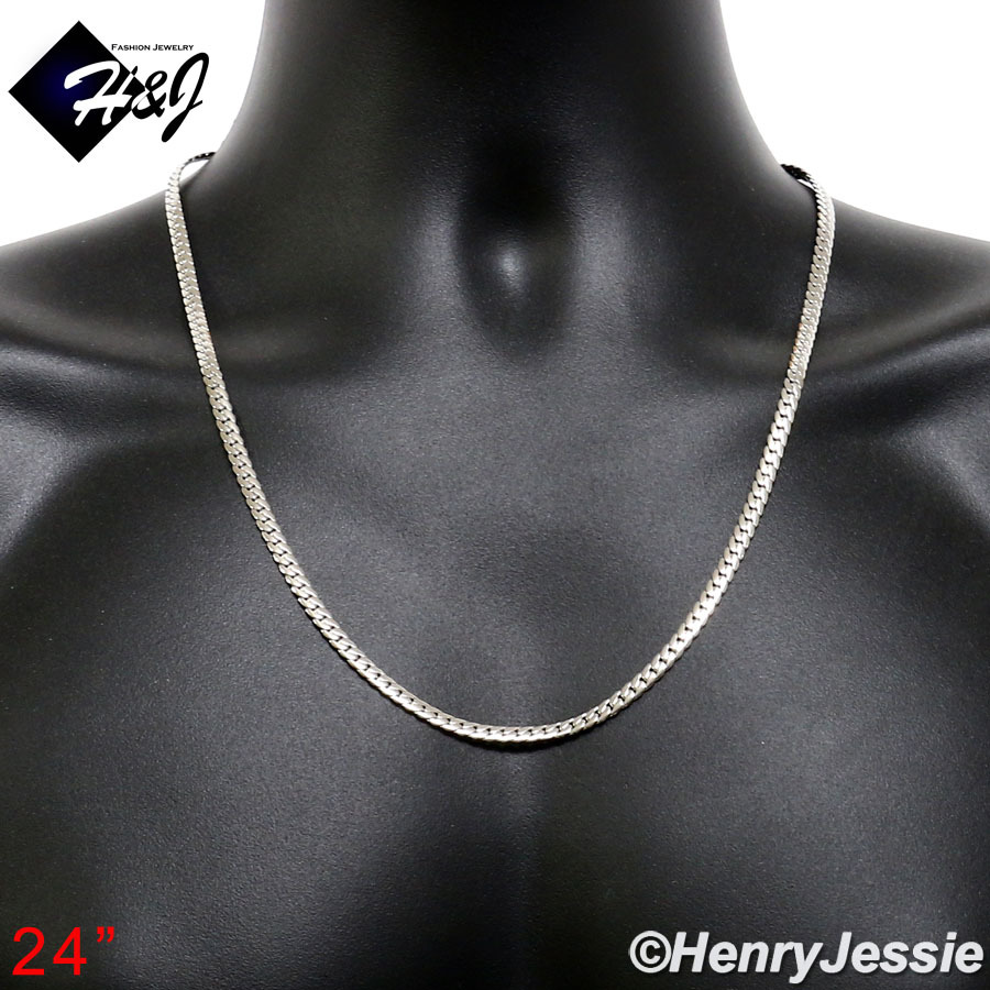 16-40″MEN Stainless Steel 4mm Silver Diamond Cut Miami Cuban Chain Necklace*N161