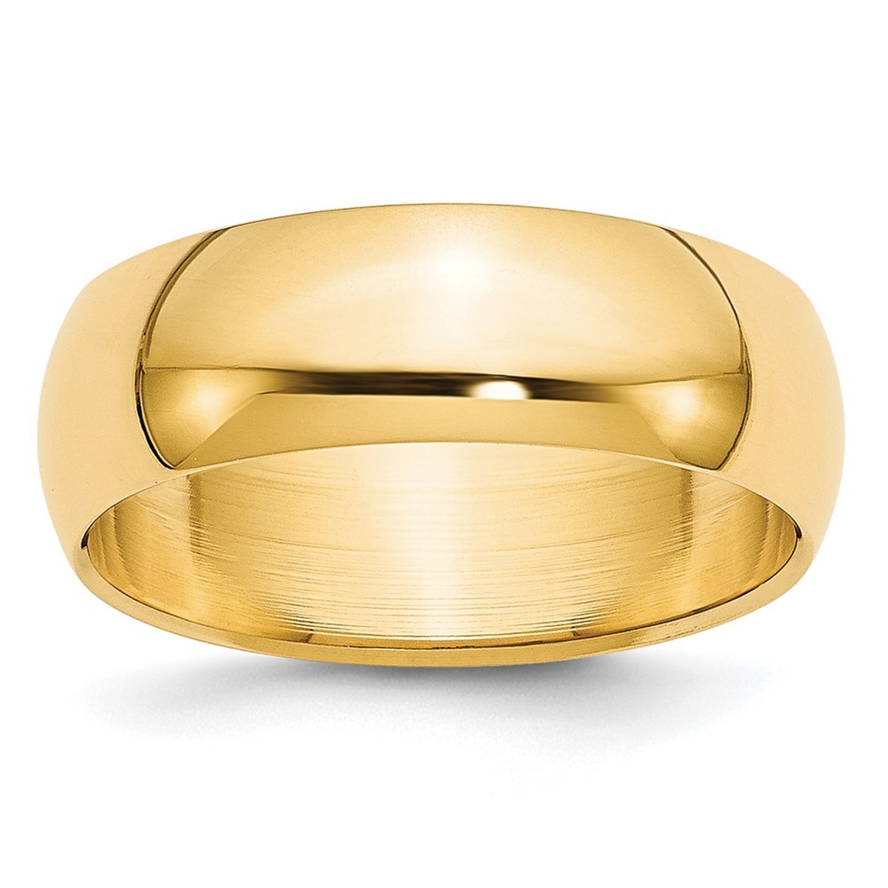 10k Yellow Gold 7mm Half Round Wedding Band Ring Size 5
