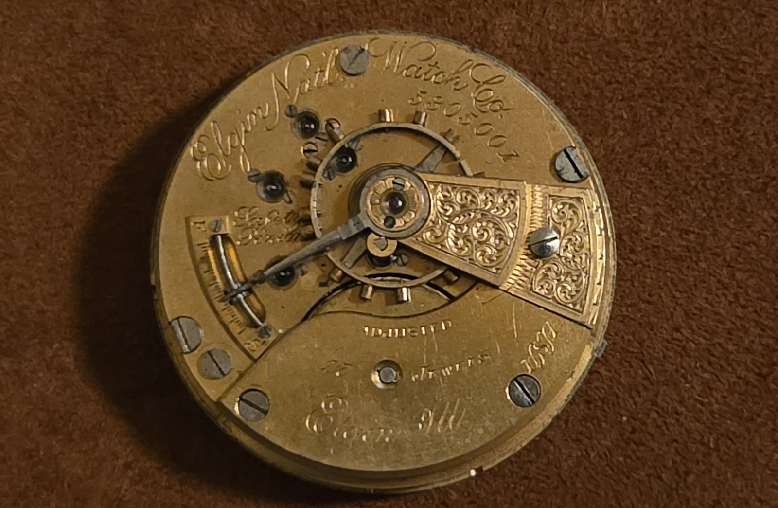 18s Elgin Pocket Watch Movement Model 5 Grade 147 1894 Not Running Deluxe Dial