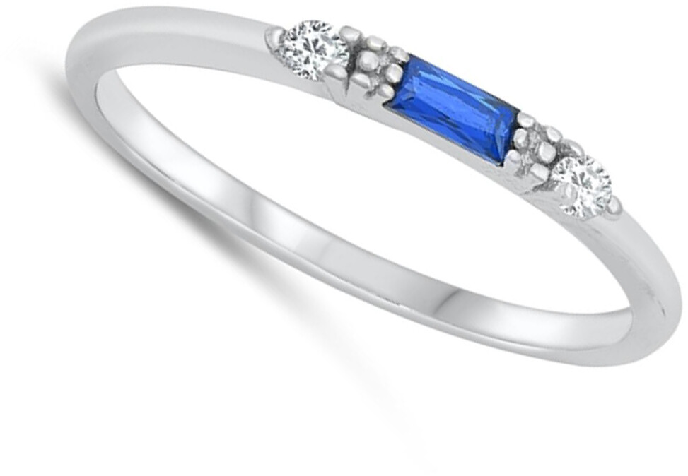 Radiant Blue CZ Beautiful Ring New .925 Sterling Silver Band Sizes 5-10